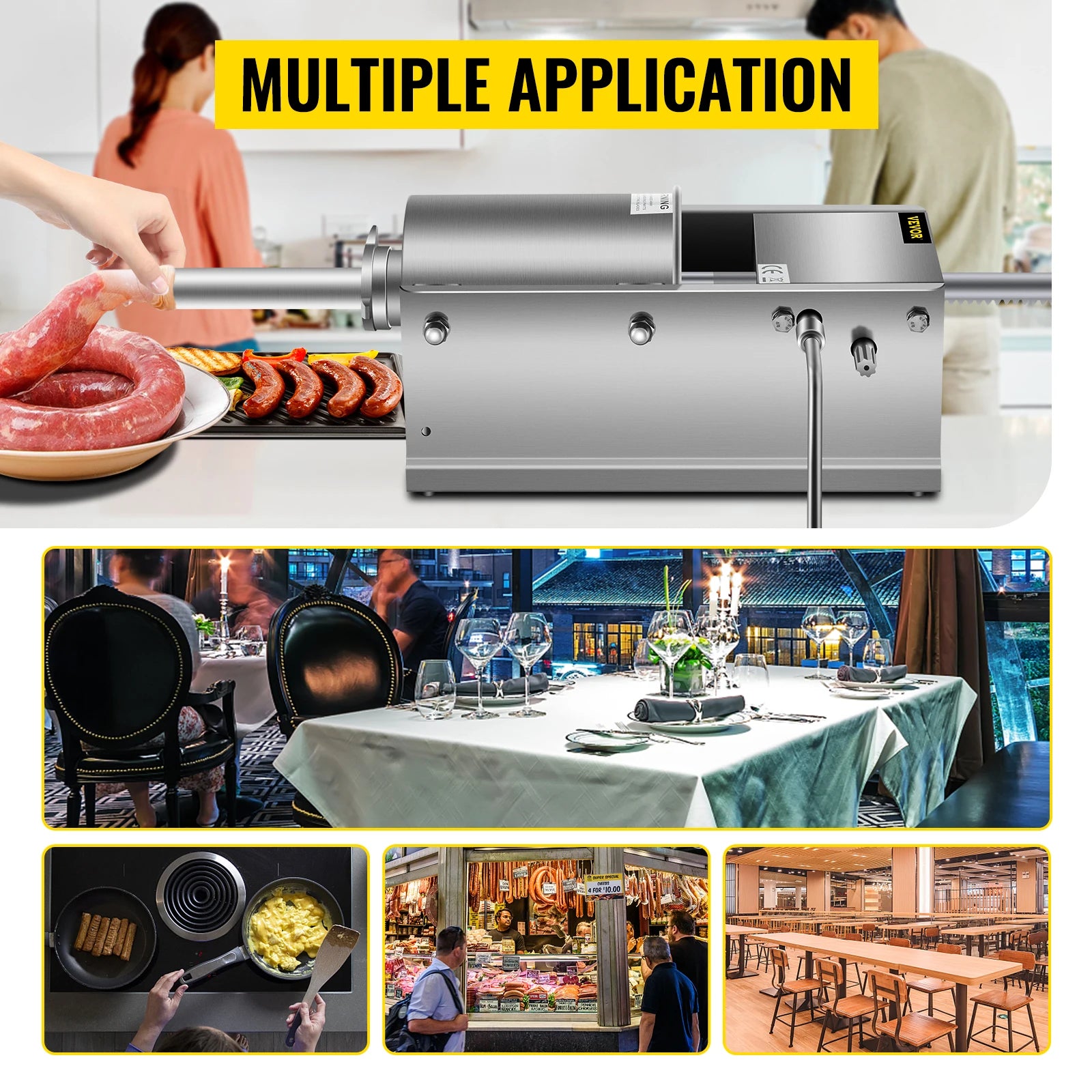 SucceBuy Horizontal Sausage Stuffer – 7.8 L Stainless Steel with 5 Nozzles