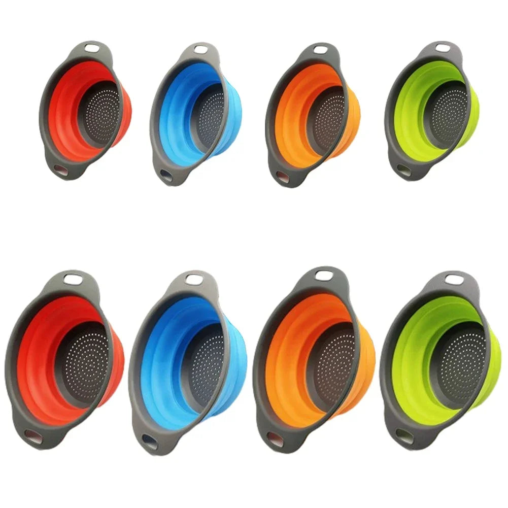 Silicone Folding Drain Basket – Foldable Fruit & Vegetable Washing Basket, Collapsible Kitchen Strainer & Storage Tool