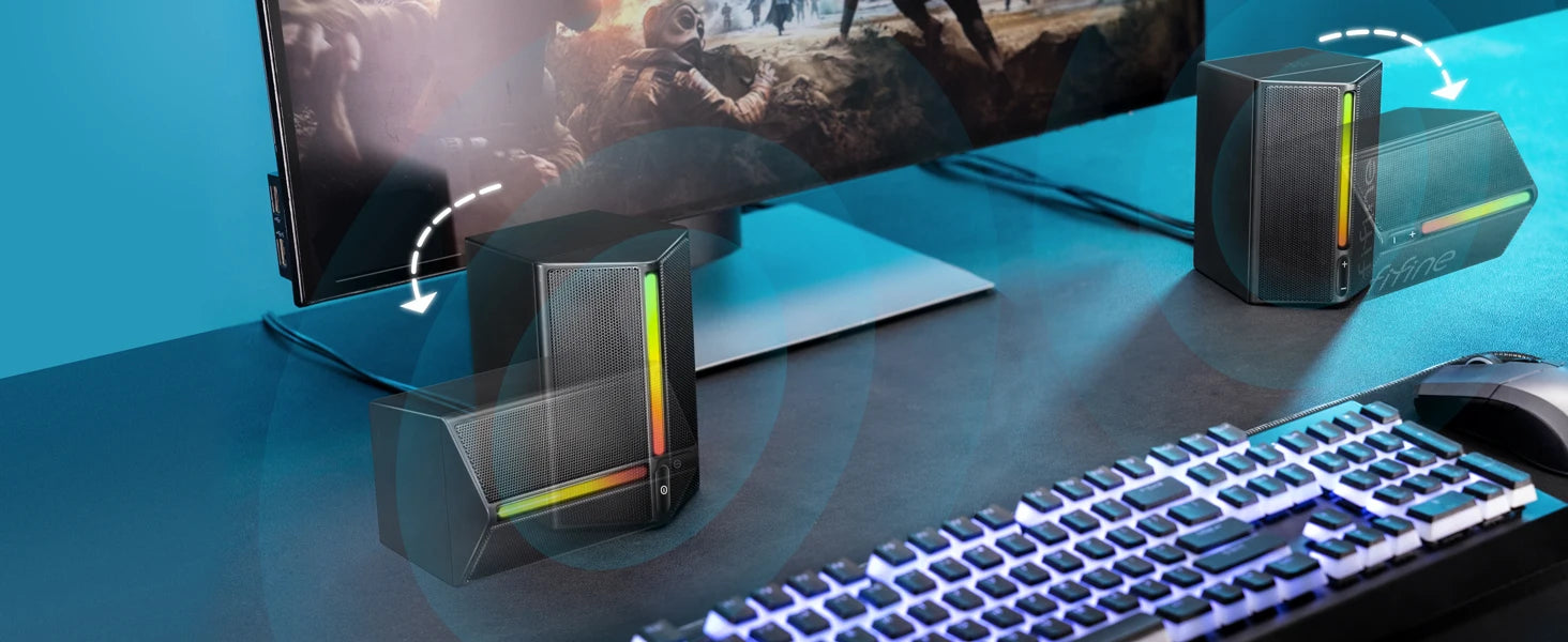 FIFINE Ampligame A20 Gaming Sound Box – USB RGB Stereo Speaker with Volume Control