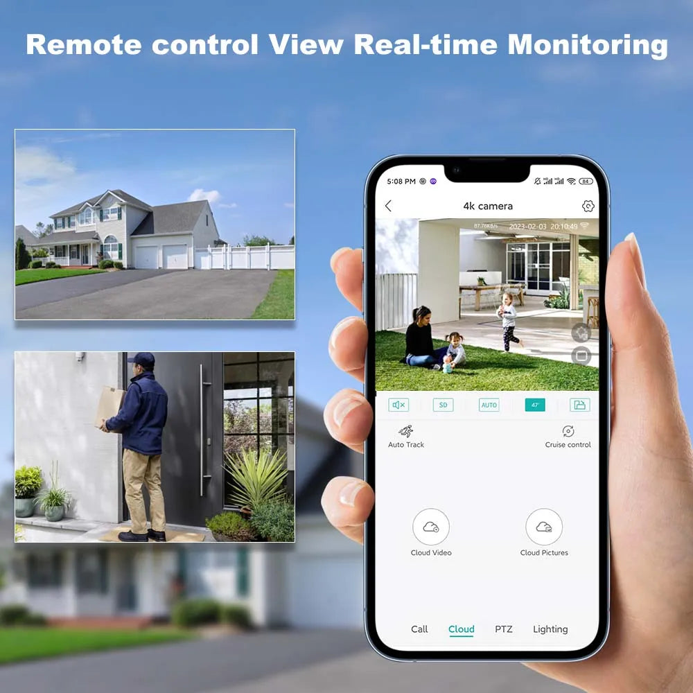 8MP 4K WiFi Solar Camera – Outdoor Wireless CCTV with Dual Lens & PTZ