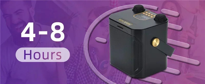 High Power Portable Karaoke Bluetooth Speaker with 2 Mics & 360° Surround