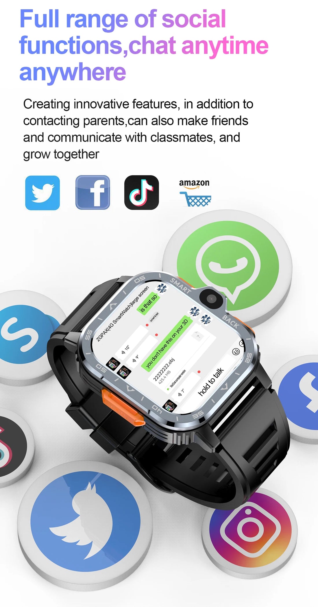 Valdus PGD Android Smart Watch – Dual Camera, GPS, 4G SIM, NFC, 16G/64G Storage