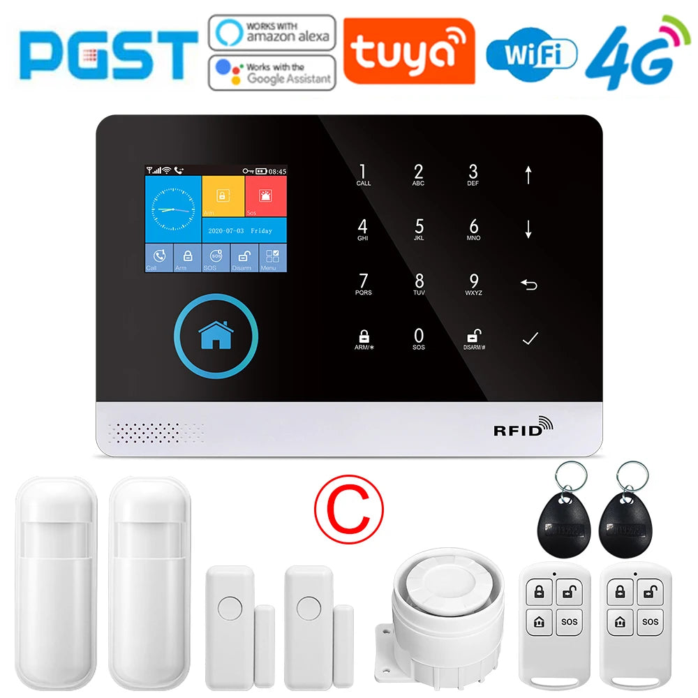 PGST-103 Smart Alarm System – 4G/WiFi Wireless Home Security with Smart Life App Control