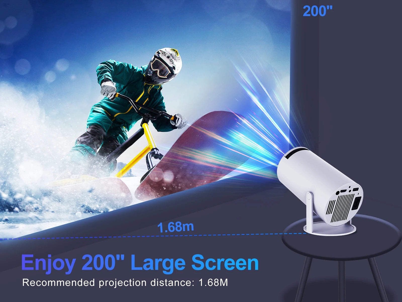 Magcubic HY300 Pro Projector – 200ANSI 720P Native, Wireless Screen Mirroring, Dual-Band WiFi