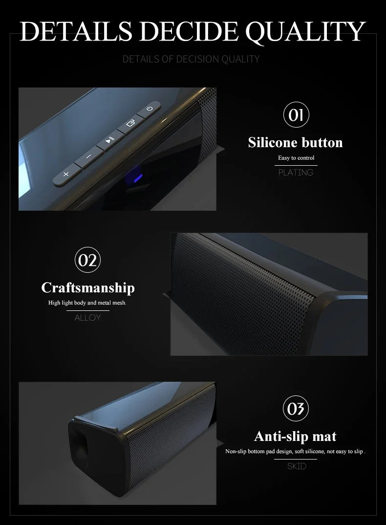 Super Powerful Wireless Bluetooth Sound Bar with Subwoofer & FM Radio