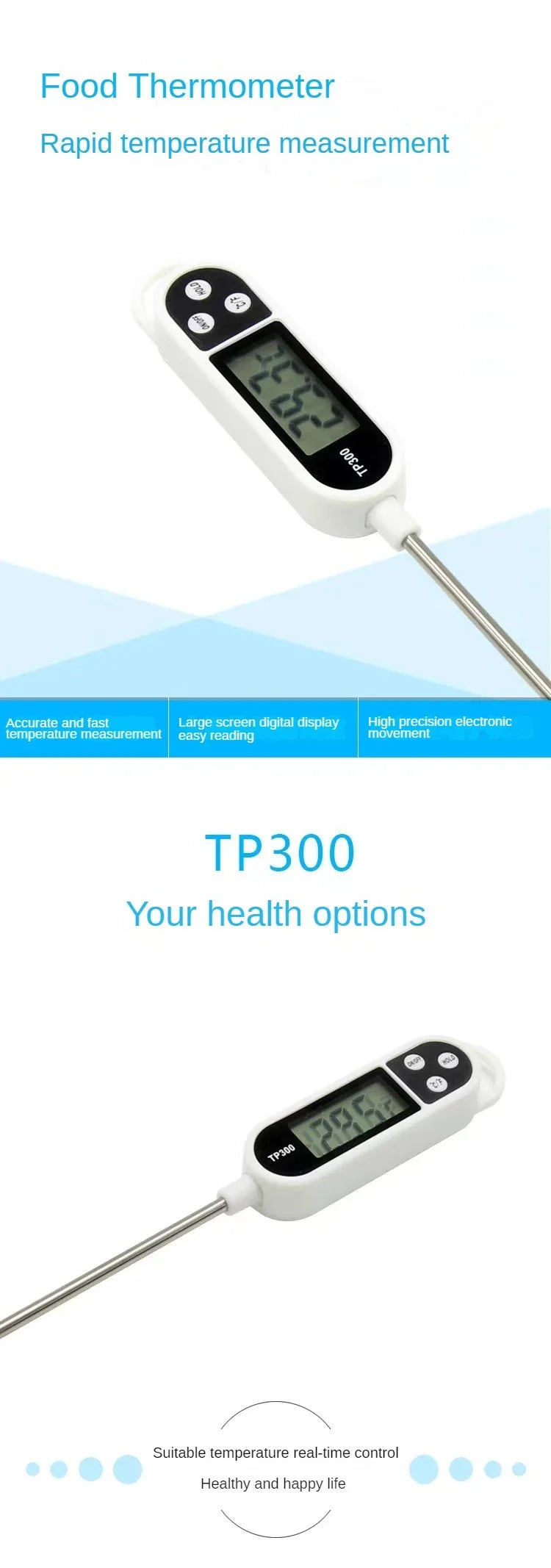 Digital Kitchen Thermometer – Electronic Food & Meat Temperature Measuring Tool with LCD Display