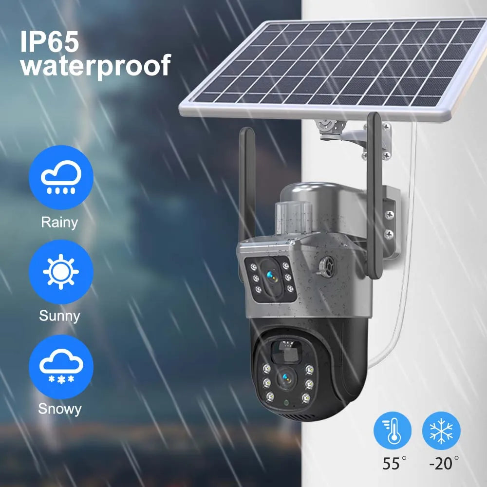 8MP 4K WiFi Solar Camera – Outdoor Wireless CCTV with Dual Lens & PTZ