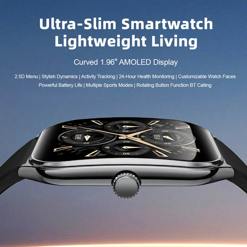 Xiaomi Ultra Thin Smart Watch – 1.96" AMOLED HD Display, Call & Reminder