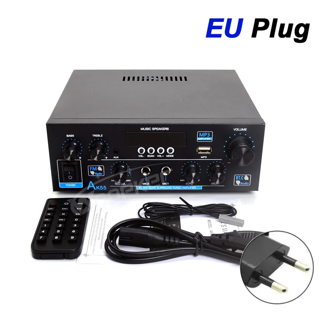 Woopker AK55 Bluetooth Amplifier – 2.0 Channel, 900W Max, HiFi Audio & Karaoke