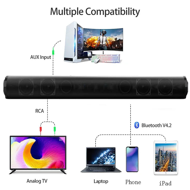 Super Powerful Wireless Bluetooth Sound Bar with Subwoofer & FM Radio