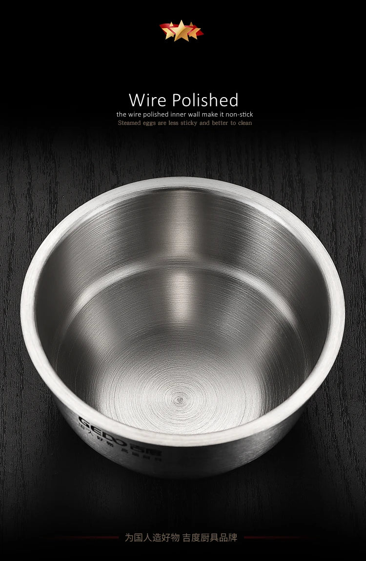 LFGB Certified 304 Stainless Steel Egg Custard Steamer – Ultra Thick & Durable Food Steaming Bowl for Kitchen