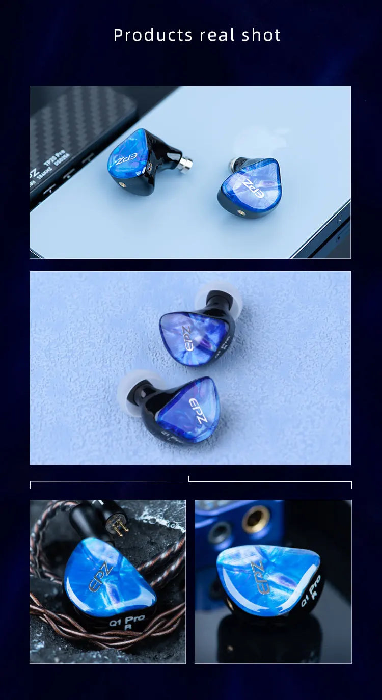 EPZ Q1 Pro Wired Earphones – HiFi Bass IEM with MIC & Detachable Type-C Cable