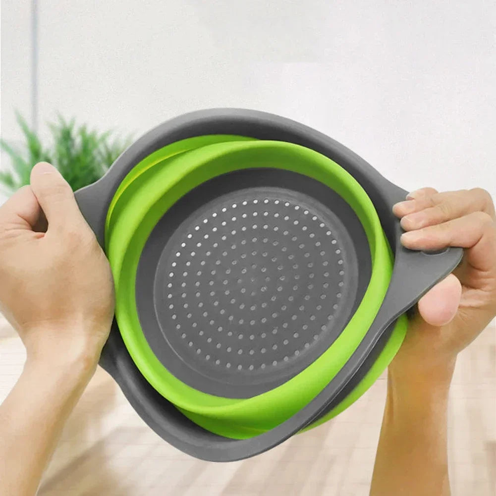 Silicone Folding Drain Basket – Foldable Fruit & Vegetable Washing Basket, Collapsible Kitchen Strainer & Storage Tool