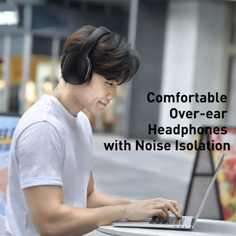Baseus D02 Pro Wireless Headphones – HiFi Bluetooth Foldable Headset with Audio Cable