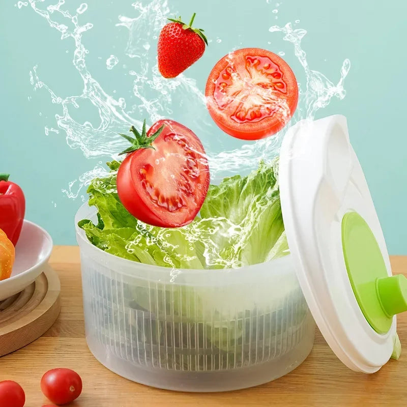 Salad Spinner for Leafy Vegetables – Lettuce Washer & Dryer, Kitchen Greens Drainer and Crisper Tool