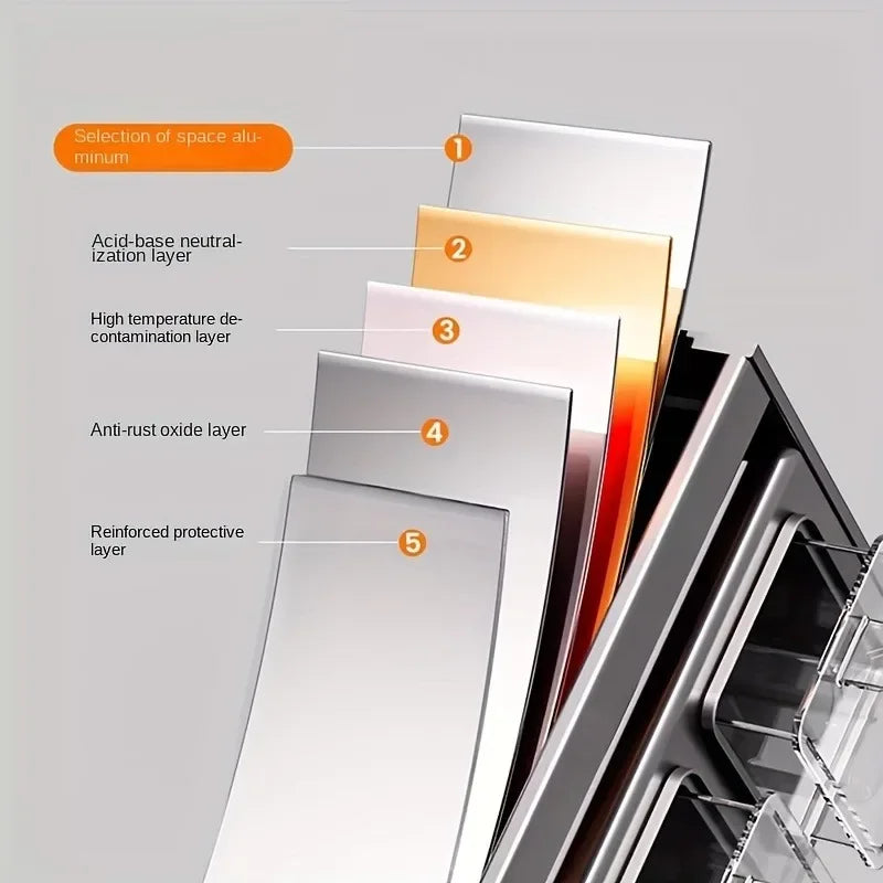 Stainless Steel Wall-Mounted Spice Rack – Multi-Functional Kitchen Organizer