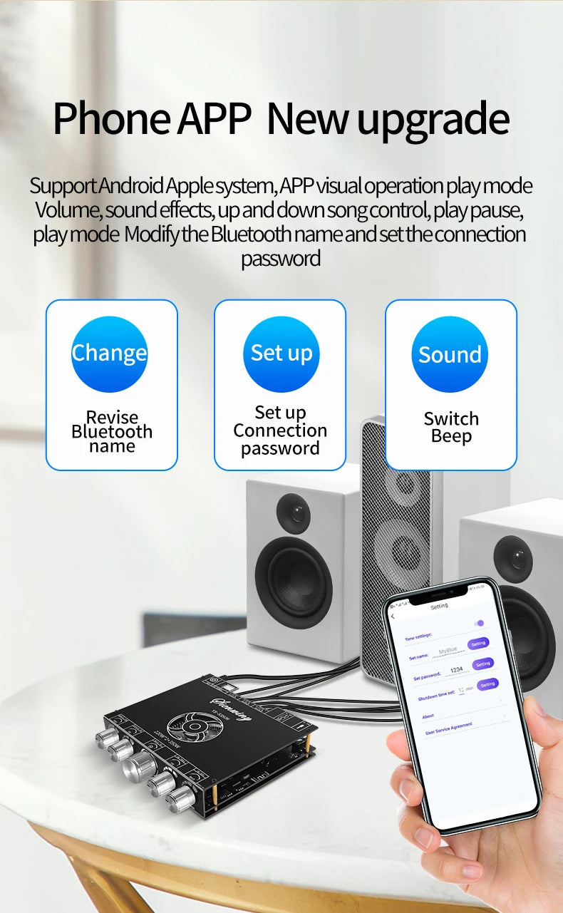 YS-S350H 2.1 Channel Bluetooth 5.1 Amplifier – TPA3251, 220W×2 + 350W Sub Output