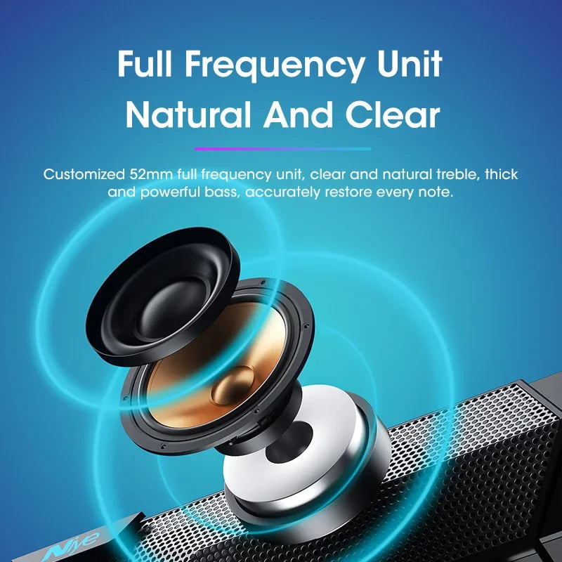 4D Bluetooth 5.0 Computer Speakers – Wired Stereo Soundbar with Subwoofer