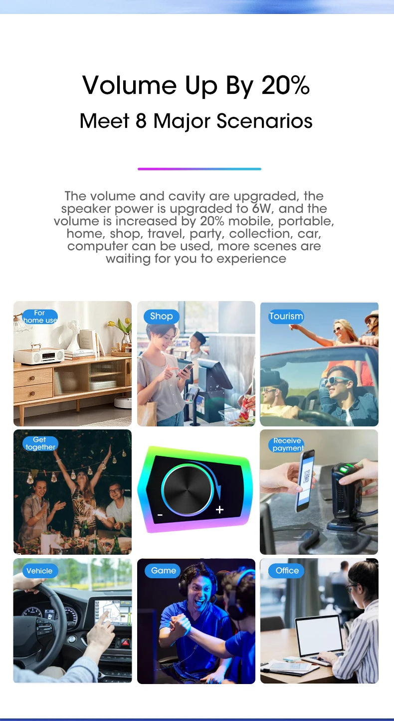 4D Bluetooth 5.0 Computer Speakers – Wired Stereo Soundbar with Subwoofer