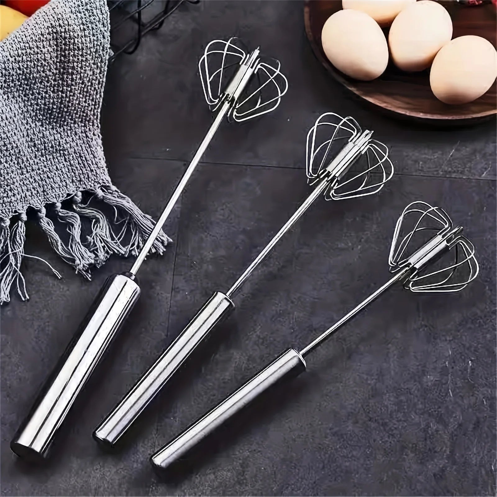 Stainless Steel Egg Beater – Durable Semi-Automatic Mixer for Effortless Egg, Cream Mixing & Beating