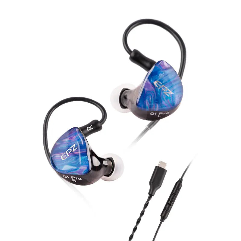 EPZ Q1 Pro Wired Earphones – HiFi Bass IEM with MIC & Detachable Type-C Cable