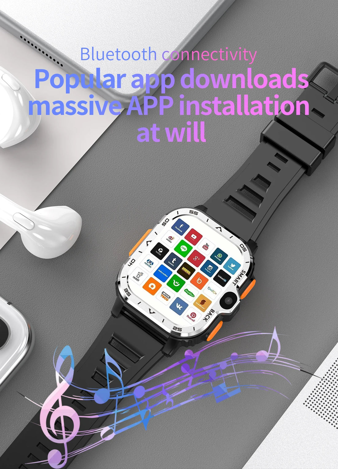 Valdus PGD Android Smart Watch – Dual Camera, GPS, 4G SIM, NFC, 16G/64G Storage
