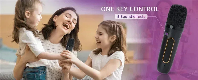 High Power Portable Karaoke Bluetooth Speaker with 2 Mics & 360° Surround