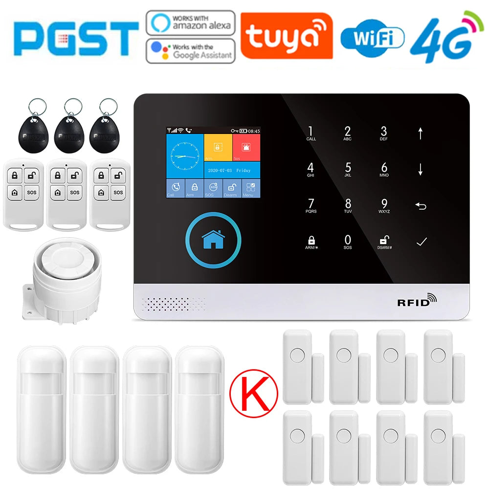 PGST-103 Smart Alarm System – 4G/WiFi Wireless Home Security with Smart Life App Control