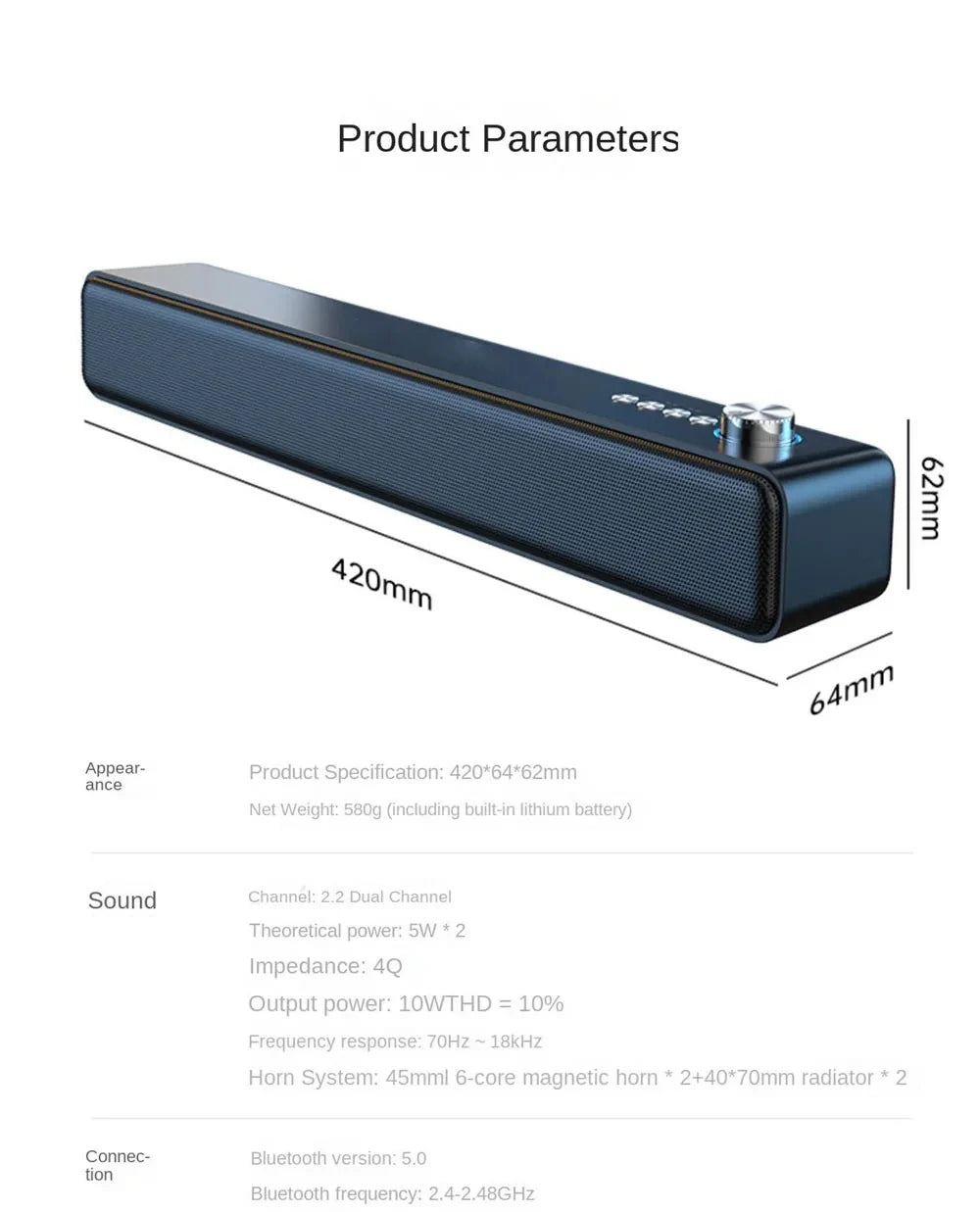 Original Bluetooth Subwoofer Soundbar – Wireless TV & Computer Speaker