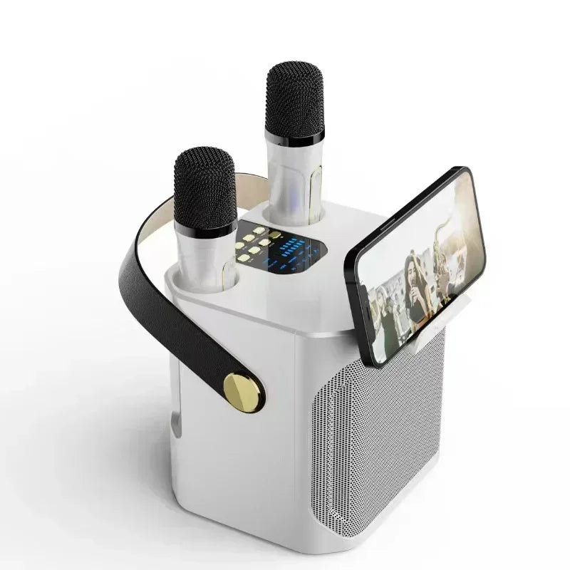 High Power Portable Karaoke Bluetooth Speaker with 2 Mics & 360° Surround
