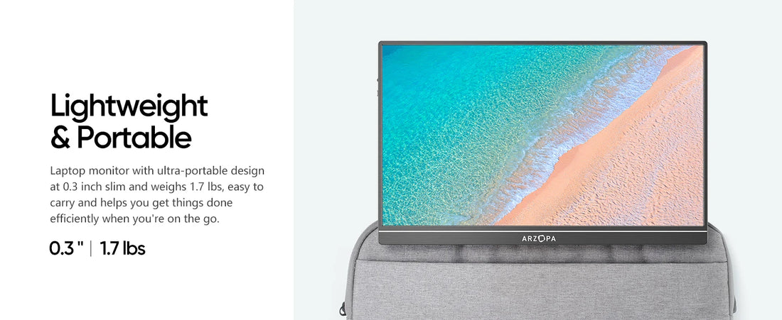 Arzopa 15.6" FHD Portable Monitor – 1080P HDMI/USB Display for Laptop, PC, Console