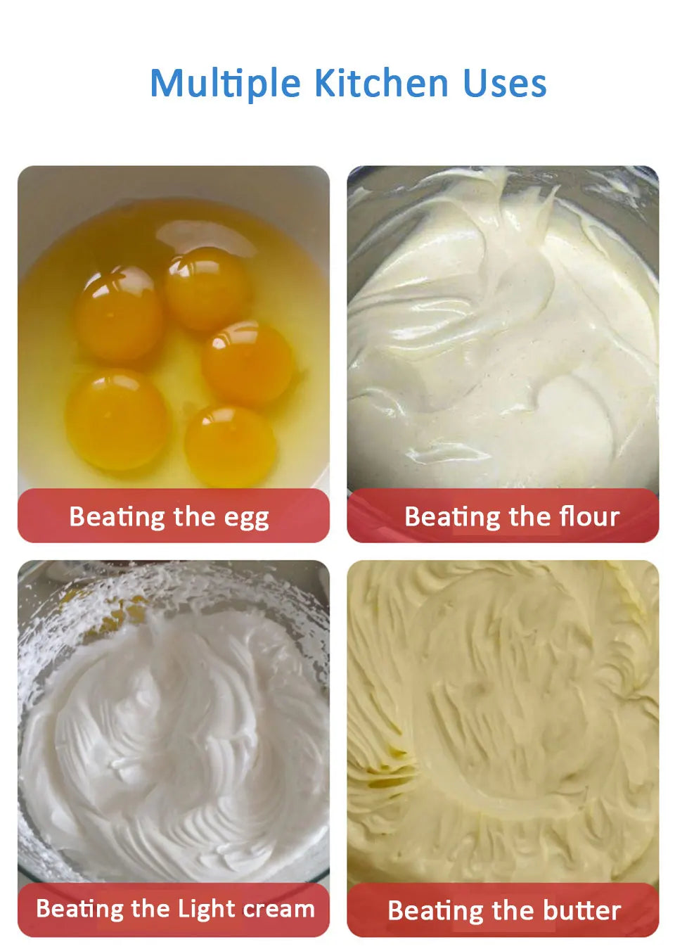 Semi-Automatic Egg Beater – Stainless Steel Hand Mixer Whisk for Cream, Batter & More