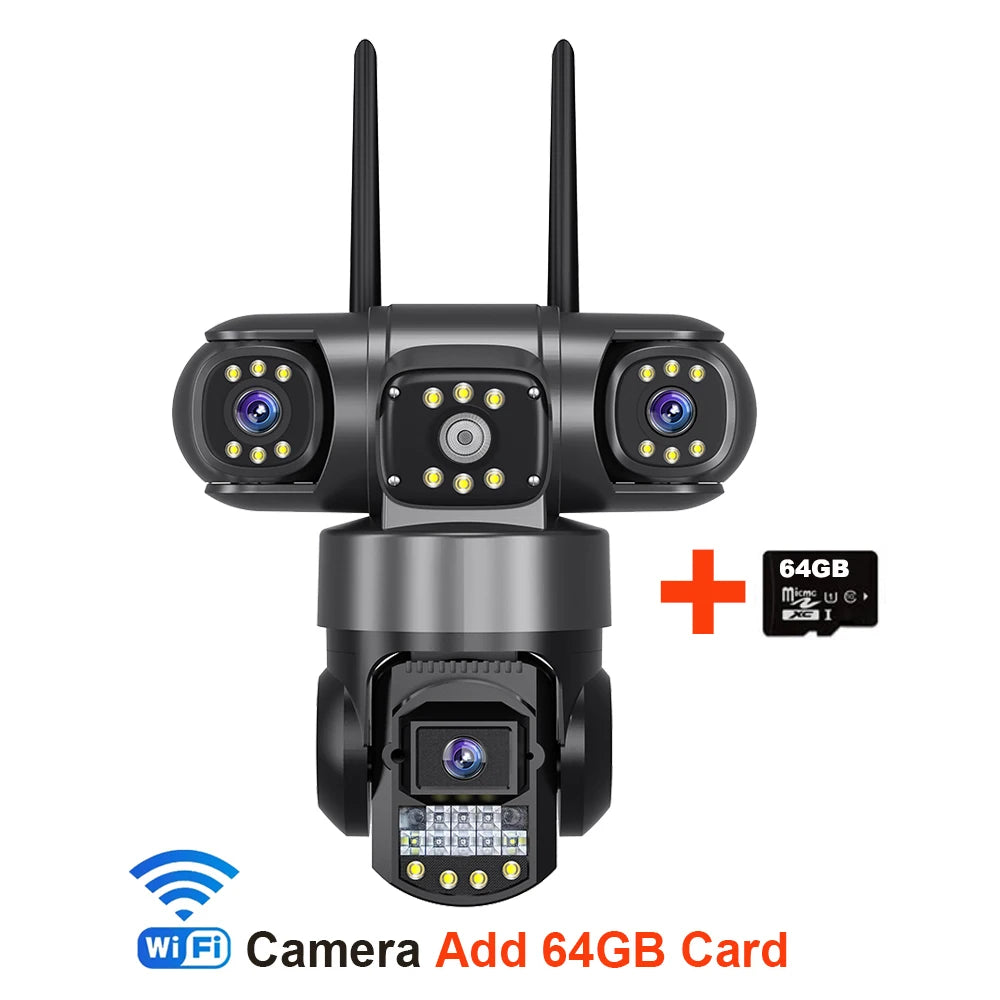 V380 Pro 12MP 6K Outdoor WiFi IP Camera – Triple Lens & Screen, Night Vision