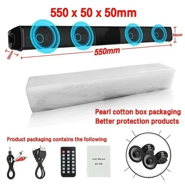 Super Powerful Wireless Bluetooth Sound Bar with Subwoofer & FM Radio