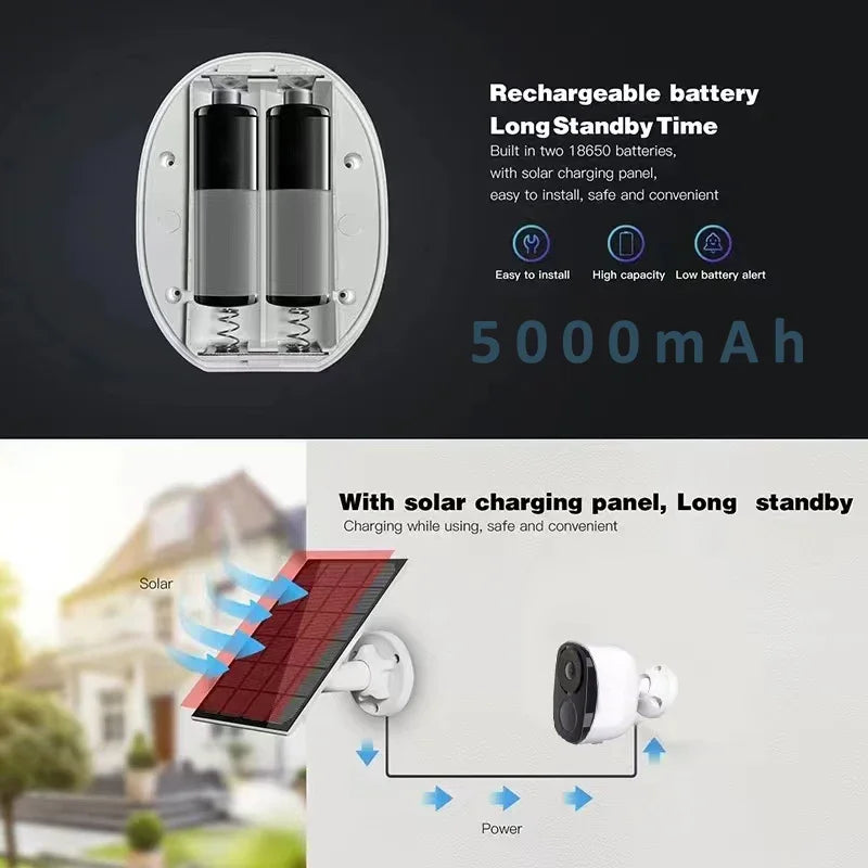2K 3MP Wireless Outdoor Security Camera – Battery Powered with Spotlight & Siren