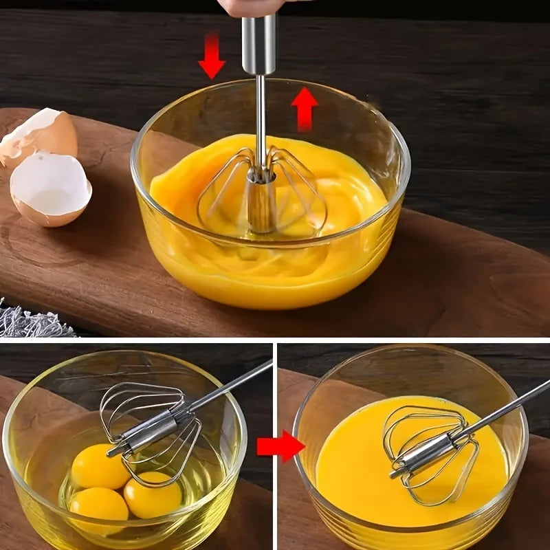 Stainless Steel Egg Beater – Durable Semi-Automatic Mixer for Effortless Egg, Cream Mixing & Beating