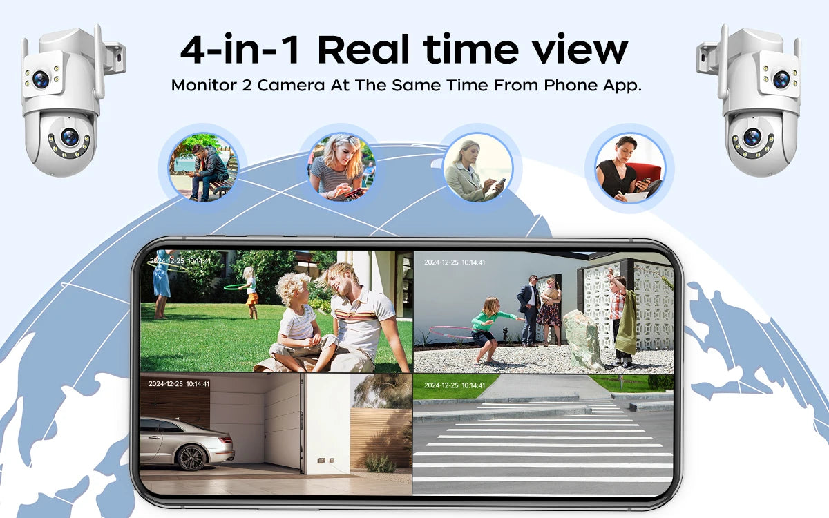 Jooan 4K 8MP Dual-Lens Outdoor WiFi PTZ Security Camera – 5X Zoom, 5G WiFi, AI Auto Tracking, ONVIF, Night Vision, CCTV IP Camera