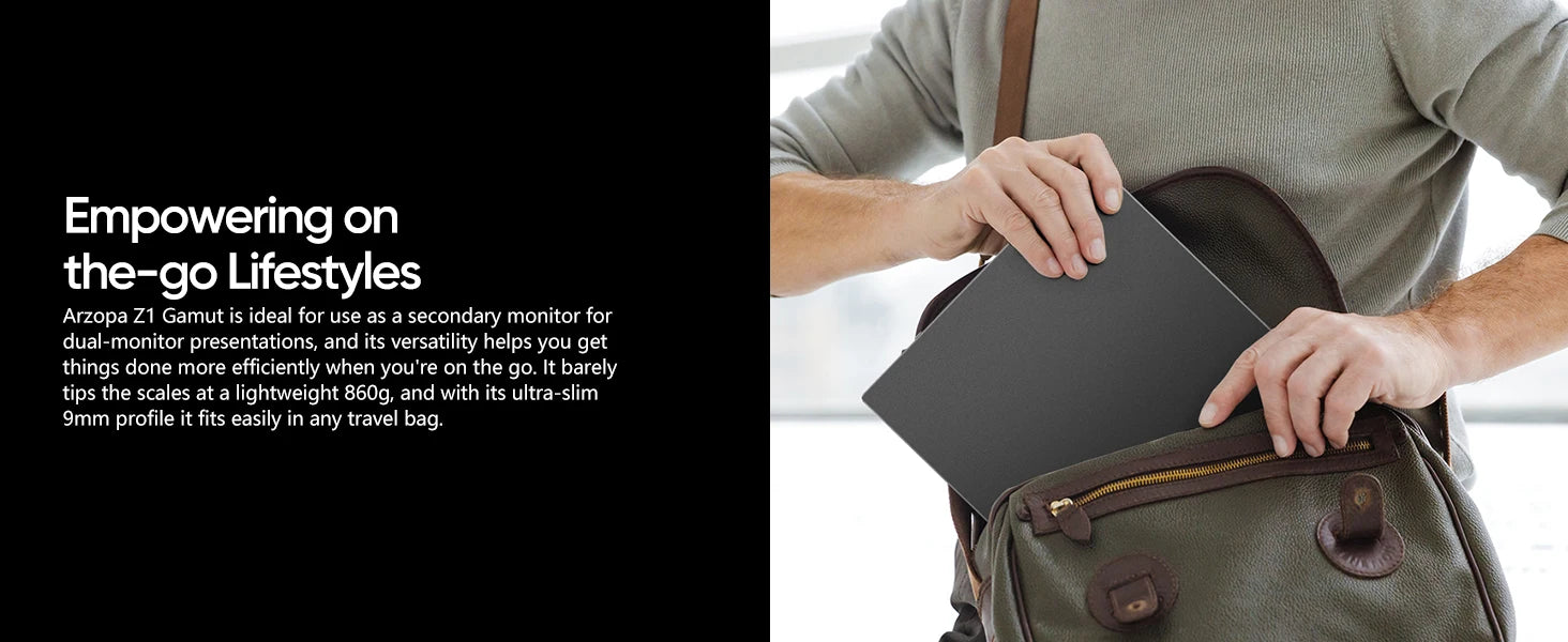 Arzopa 15.6" FHD Portable Monitor – 1080P HDMI/USB Display for Laptop, PC, Console