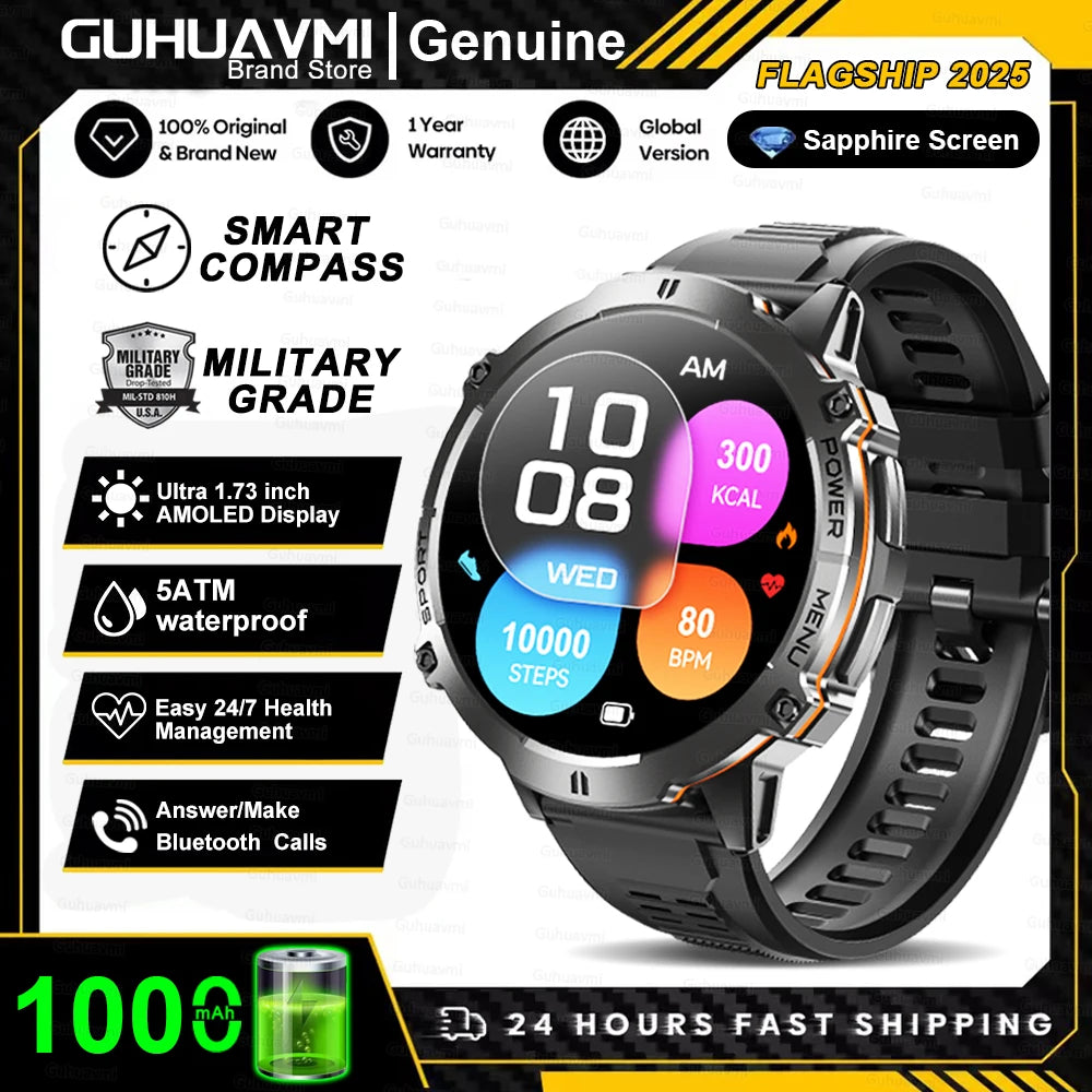 T-Rex 3 Military Grade Smartwatch – 1000mAh Battery, 10ATM Waterproof, GPS, AMOLED, Call Support