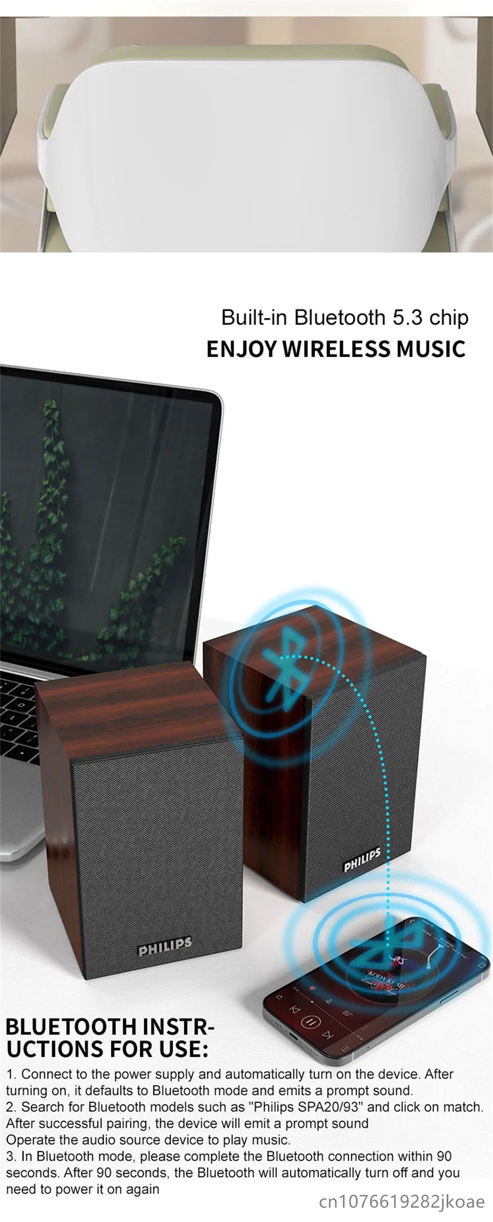 Philips SPA20 Bluetooth Speaker – 360° Stereo Sound for MacBook & PC