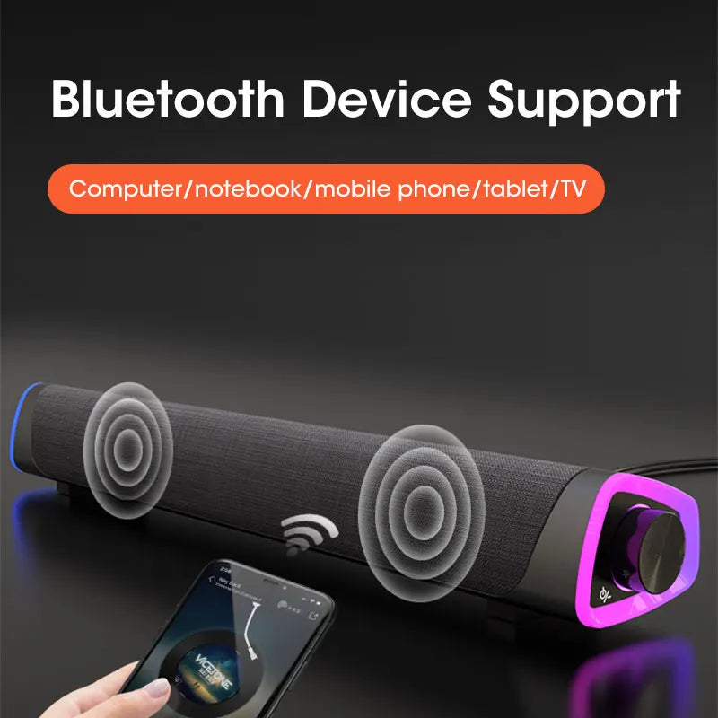 4D Stereo Soundbar with Bluetooth & Subwoofer for PC & MacBook