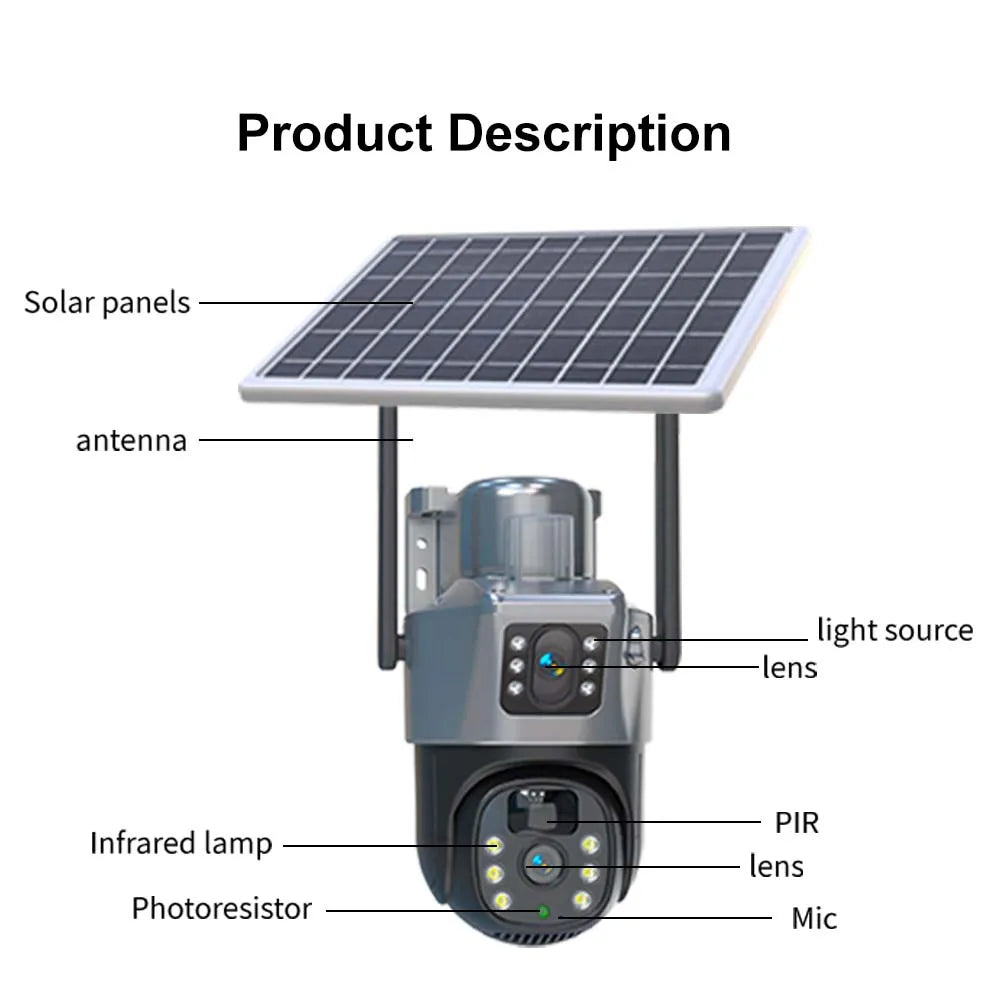 8MP 4K WiFi Solar Camera – Outdoor Wireless CCTV with Dual Lens & PTZ
