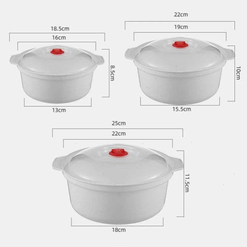 Microwave-Safe Heating & Storage Bowl – Plastic Food Container with Lid for Steamed Buns, Instant Noodles & Leftovers
