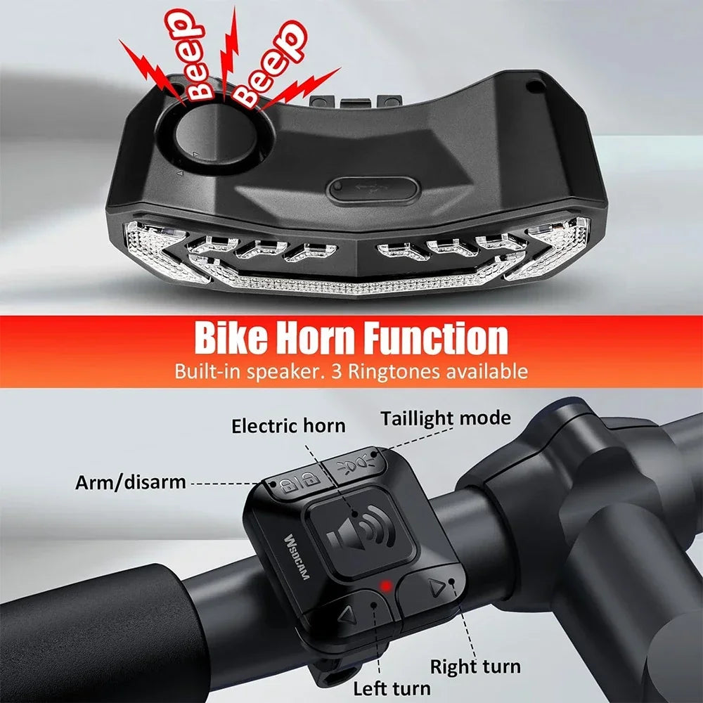 Bike Tail Light with Turn Signals – Wireless Remote & Waterproof Rear Safety Light