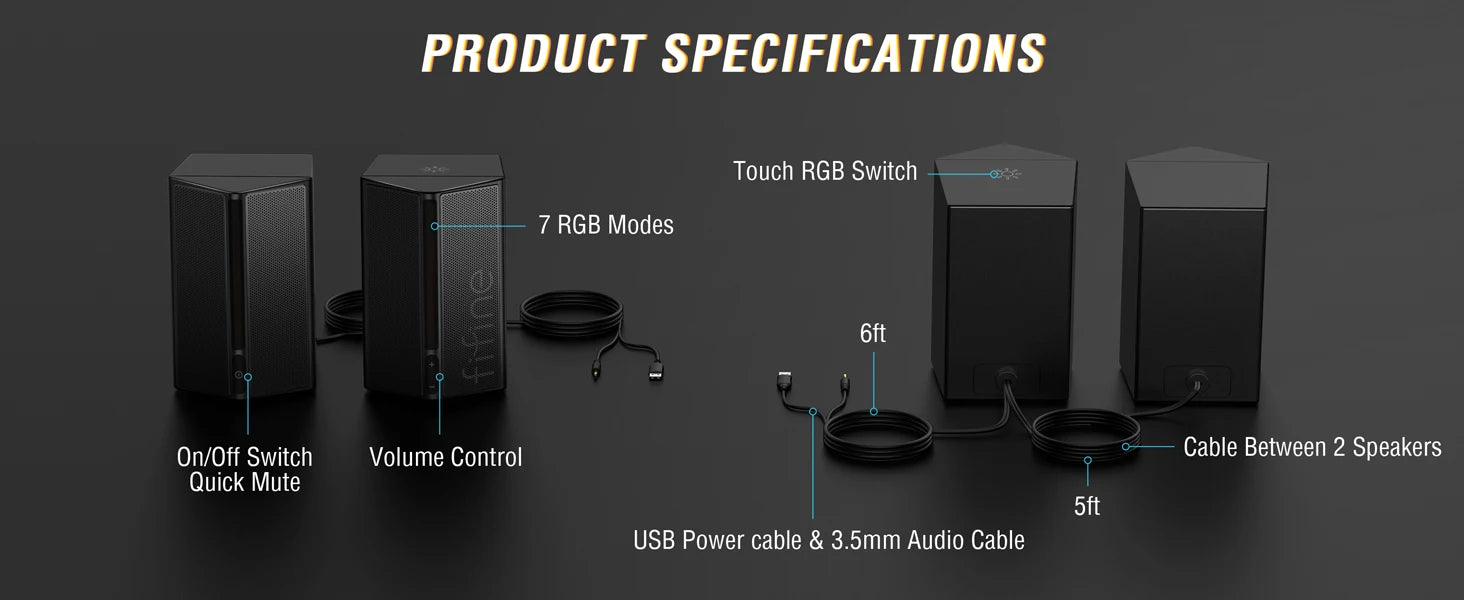 FIFINE Ampligame A20 Gaming Sound Box – USB RGB Stereo Speaker with Volume Control