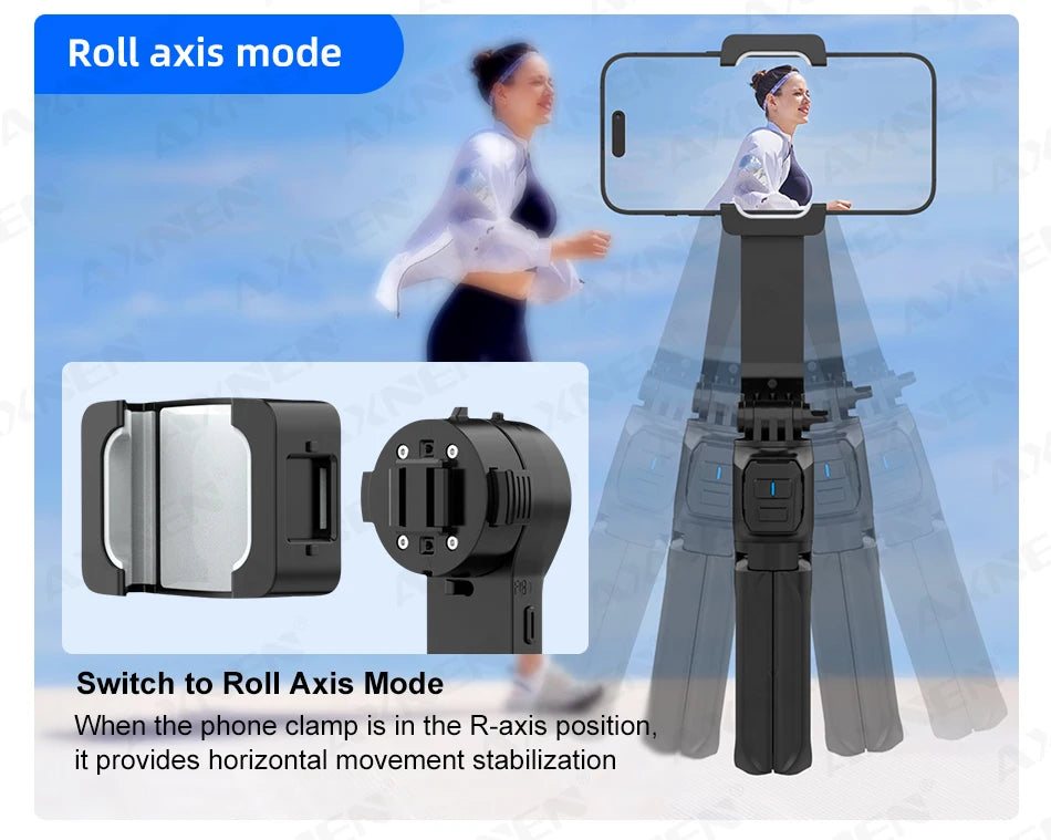 AXNEN HQ2 Series 3-Axis Handheld Gimbal Stabilizer for Smartphone & GoPro – Selfie Stick, Tripod & Extension Rod Combo