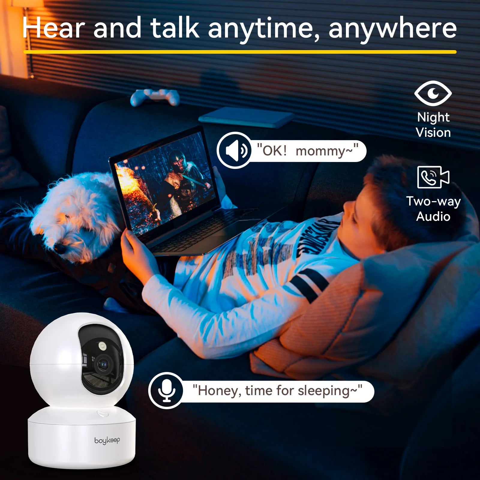 BoyKeep 3MP WiFi Baby Monitor – 5G/2.4GHz, Auto Tracking, 24/7 Surveillance