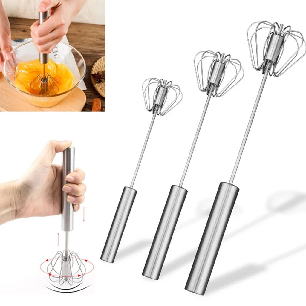 Semi-Automatic Egg Beater – Stainless Steel Hand Mixer Whisk for Cream, Batter & More
