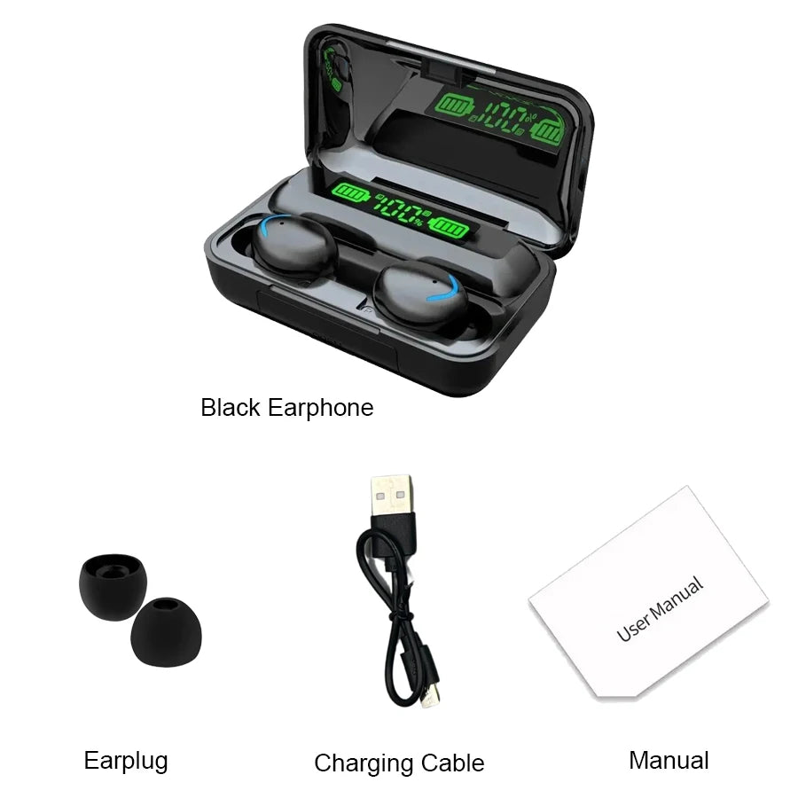 F9 TWS Wireless Bluetooth Earbuds – Waterproof Headphones with Digital Display Case