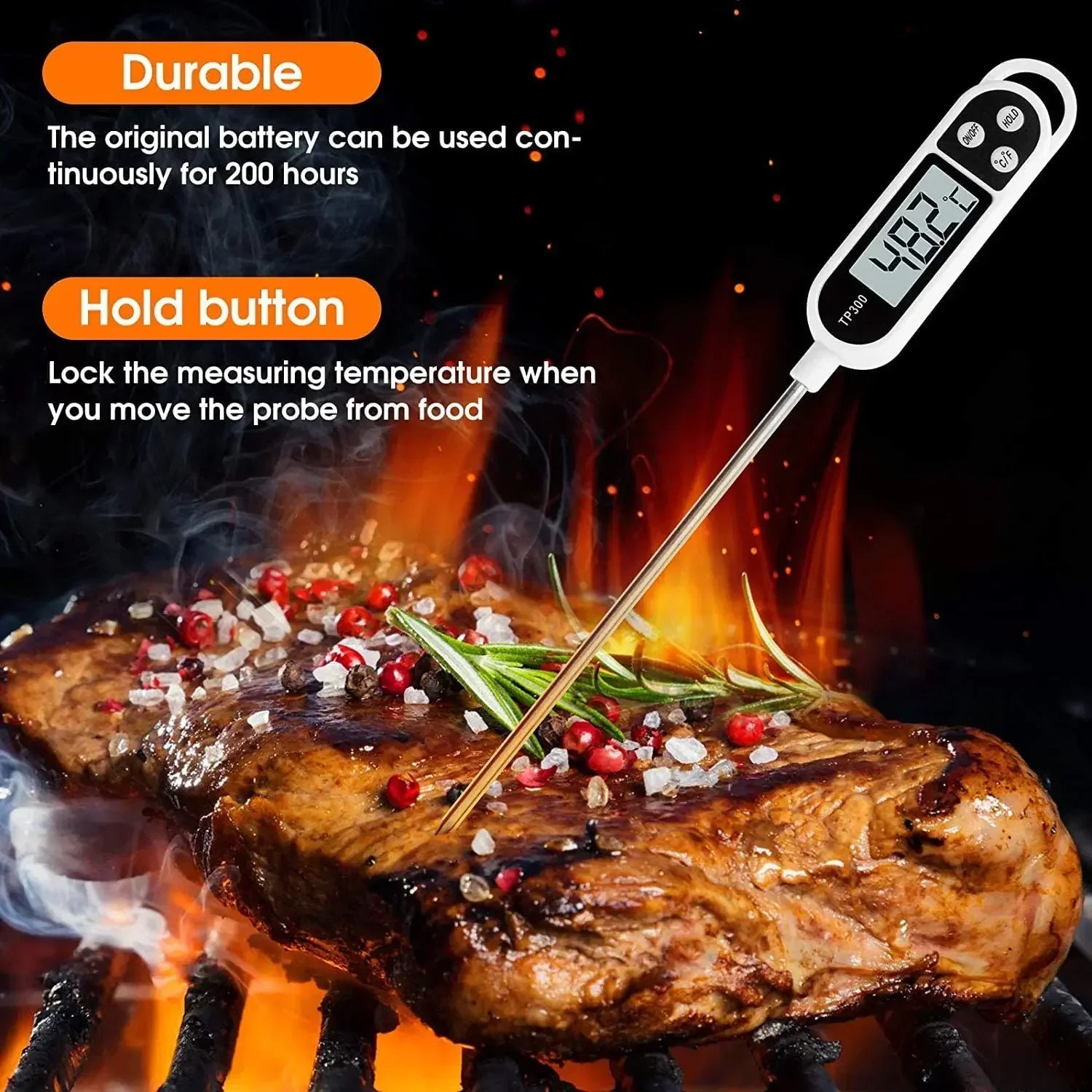 Digital Kitchen Thermometer – Electronic Food & Meat Temperature Measuring Tool with LCD Display